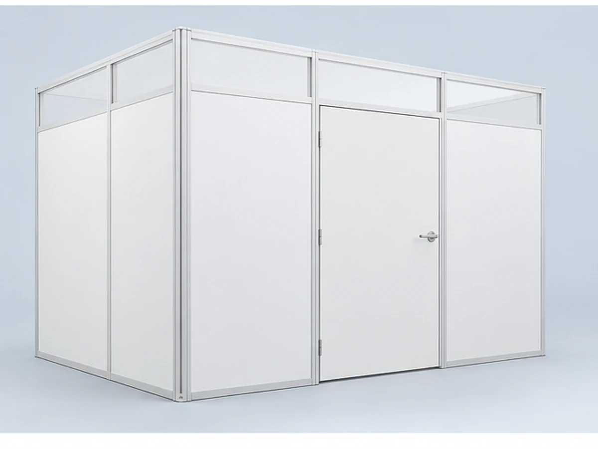 Sistema modular branco de divisórias em PVC
