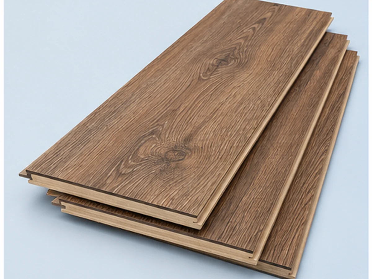 Réguas de piso laminado com acabamento amadeirado